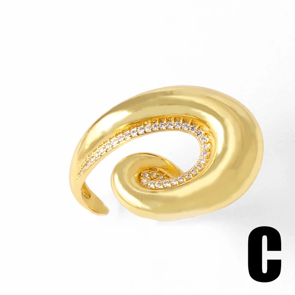 AS jewelry hot selling pearl love ring female smooth gold-plated zircon spiral ring rih50