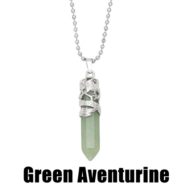 Hot selling crystal agate single pointed hexagonal column pendant bullet necklace European and American jewelry wholesale nkb579