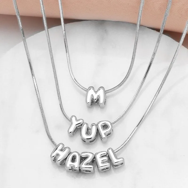 AS jewelry European and American all-match DIY with 26 English letters pendant necklace white K clavicle chain nkb300