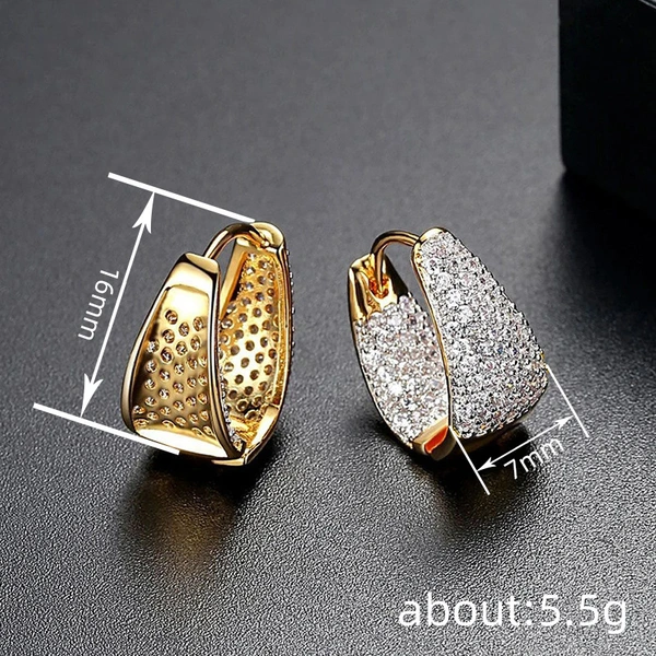 Metal micro-inlaid triangle earrings factory direct sales new jewelry exquisite and fashionable temperament French earrings