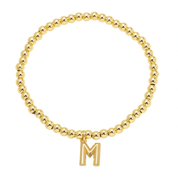 AS jewelry hot selling gold three-dimensional 26 English letters beaded bracelet bracelet brb34