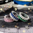 Hot selling new style light luxury double row drop zircon ring female full diamond couple ring