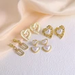 AS jewelry pearl heart earrings copper plated real gold micro inlaid zircon earrings era259