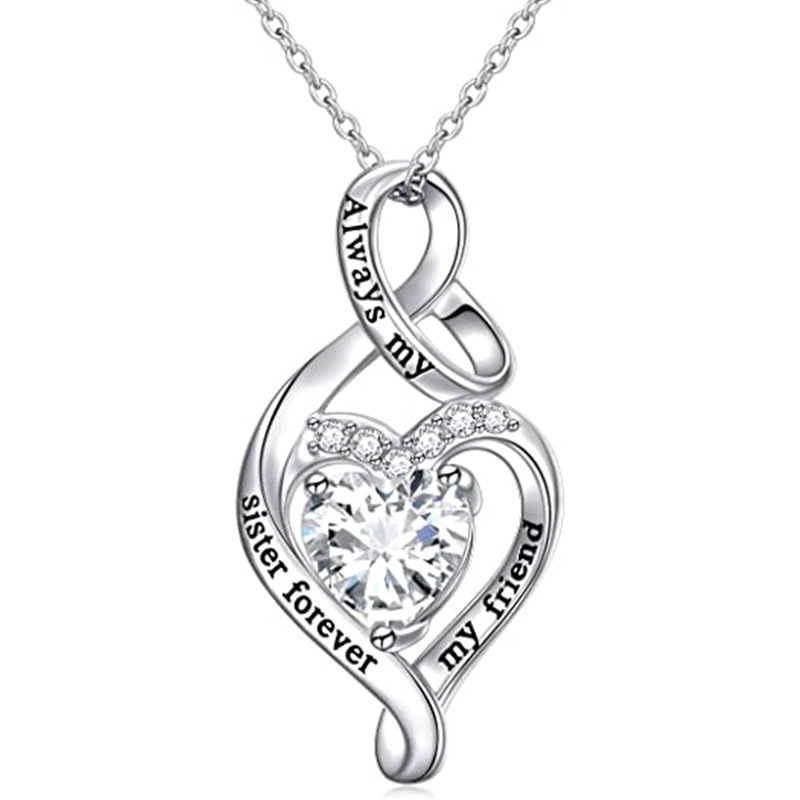  European and American fashion heart-shaped necklace forever good friend gift jewelry love wrapped zircon necklace