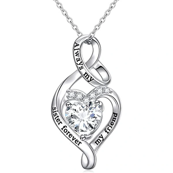  European and American fashion heart-shaped necklace forever good friend gift jewelry love wrapped zircon necklace