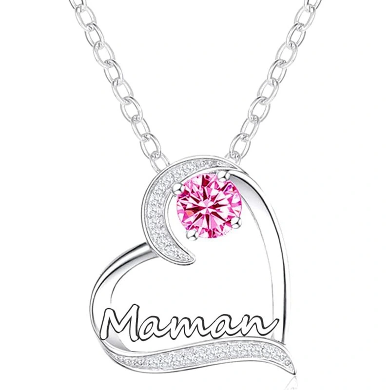 Hot selling love heart necklace exquisite gift for mother, zircon jewelry, fashionable and simple popular style