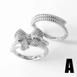 Clearance AS jewelry bow double ring gold-plated zircon open ring rik50