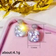 European and American new super flash square zircon short earrings versatile light luxury square retro earrings for women