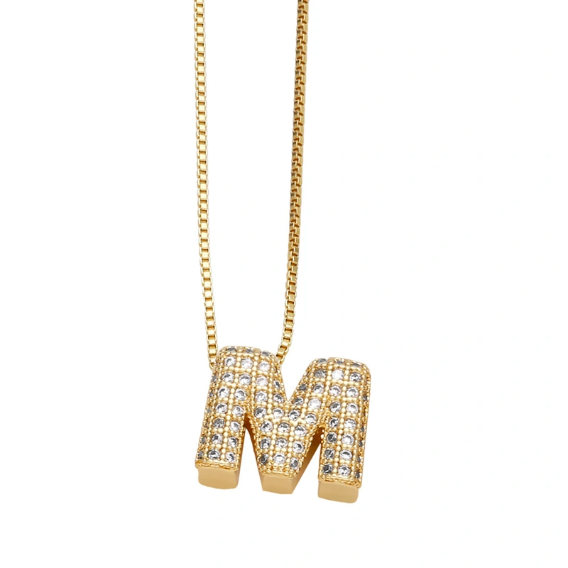 Temu hot selling 26 English letters necklace inlaid with zircon gold-plated clavicle necklace jewelry nkp54