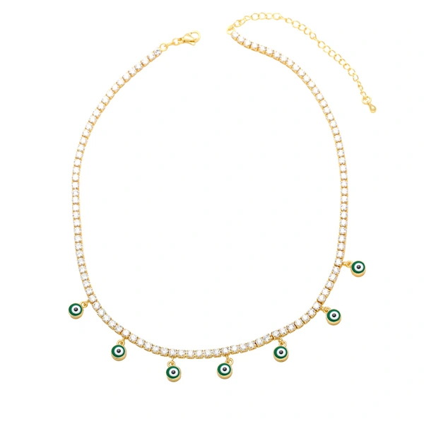 Clearance round devil's eye zircon necklace European and American style niche full diamond sweet cool hot girl style clavicle chain nkb689