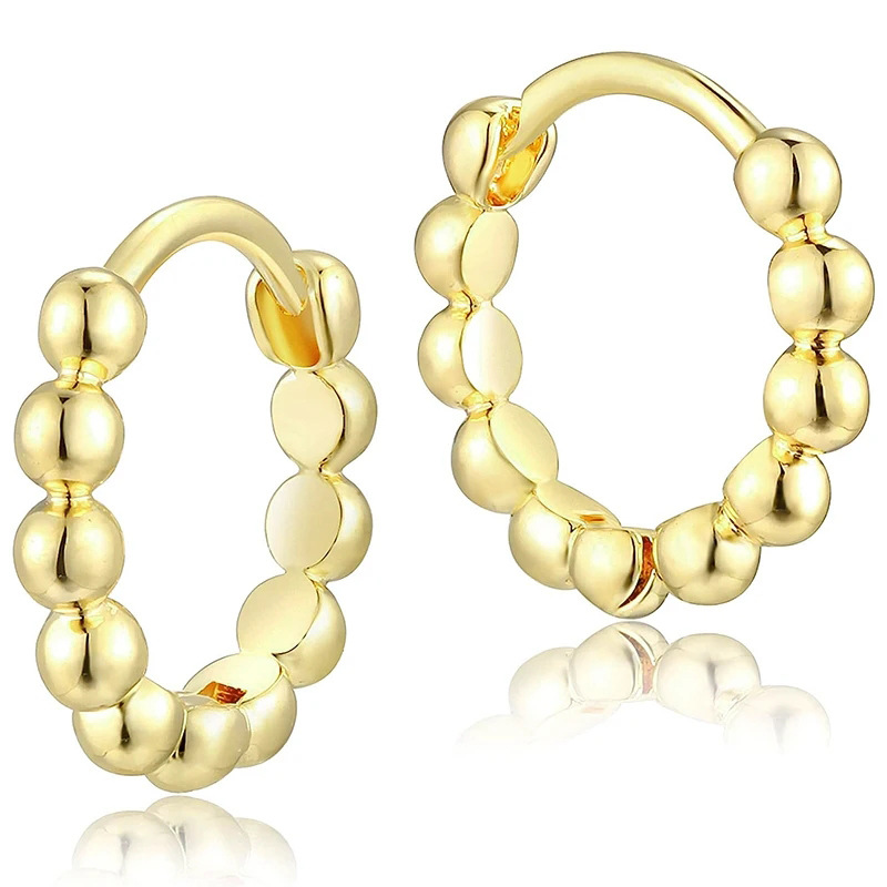 2024 new style fashionable and versatile earrings with beads, simple metallic earrings, popular earrings for women