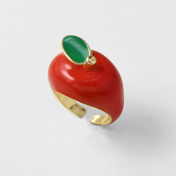 AS jewelry Europe and the United States hot selling oil drop fruit apple open ring gold-plated ring ris80 ring
