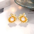  Simple imitation pearl shell earrings flower fashion French retro light luxury earrings temperament elegant earrings
