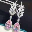 European and American style new angel wings earrings luxury high-end romantic pink diamond water drop earrings