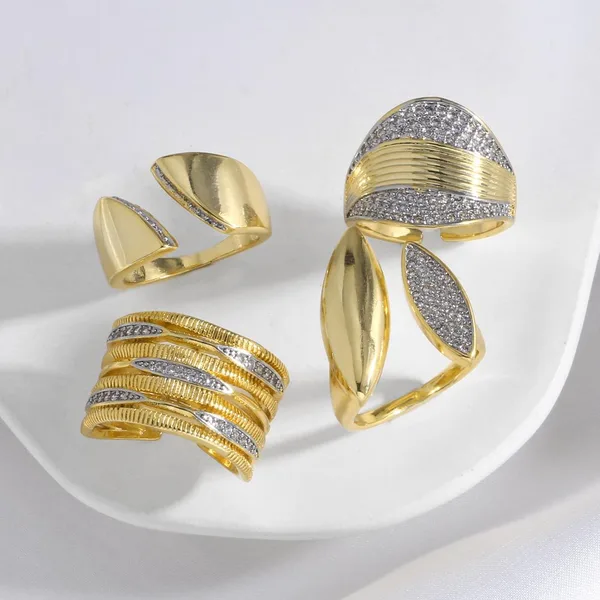 AS jewelry Europe and the United States hot selling two-color irregular open ring women's gold-plated exaggerated ring riq44