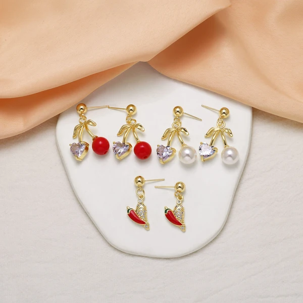 AS jewelry cross-hot fruit love peach heart cherry pendant earrings earrings female era231