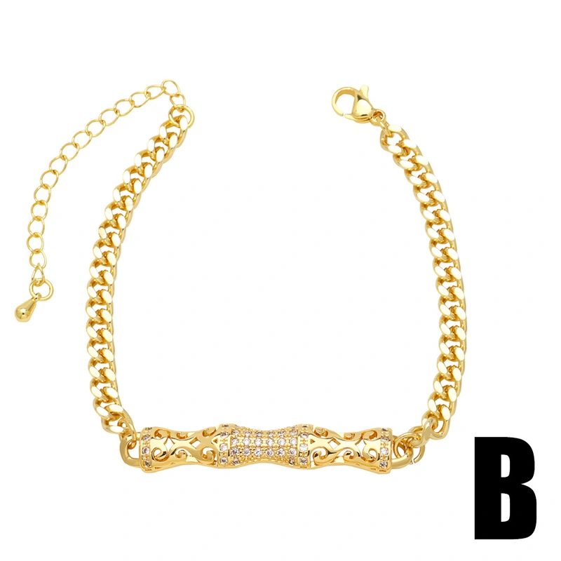 European and American fashion simple Bago chain bracelet niche design inlaid zircon hollow hand jewelry accessories brm09