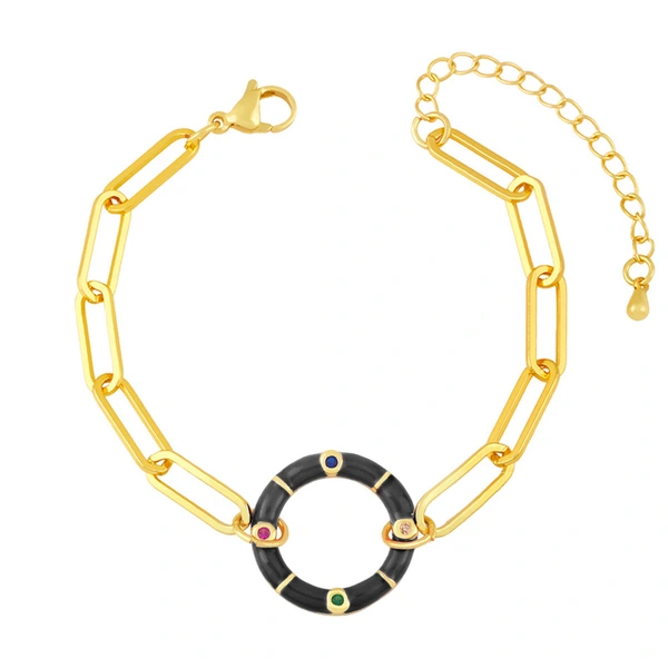 Clearance Bohemian style color oil drop geometric round bracelet female European and American trendy niche bracelet bre97