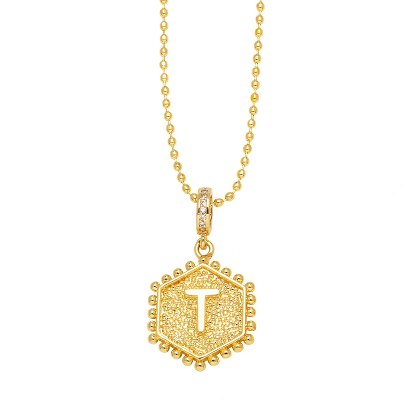 AS jewelry European and American hexagonal heart 26 English letters necklace clavicle necklace nkb296 necklace