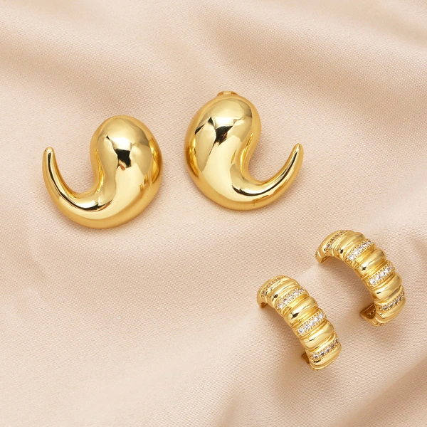 AS jewelry hot selling water drop polished earrings niche high-end copper plated real gold earrings earrings era043