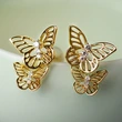 Fashion youth hollow butterfly earrings electroplated copper inlaid zircon student youth girls ear jewelry