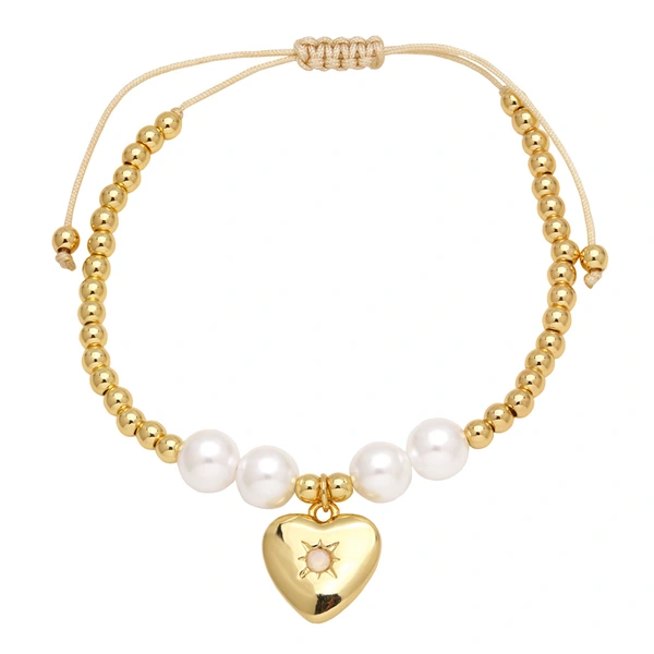 AS jewelry bracelet pearl heart bracelet female gold-plated colored zircon hand jewelry bre75