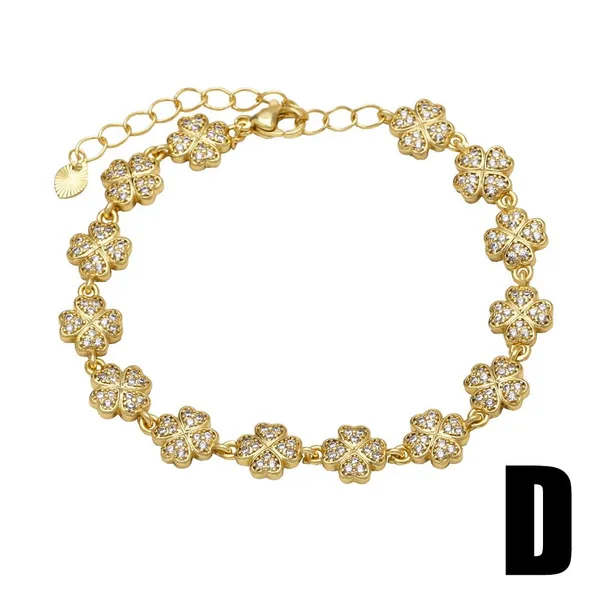 AS jewelry four-leaf clover bracelet female gold-plated full zircon love heart moon bracelet brk36