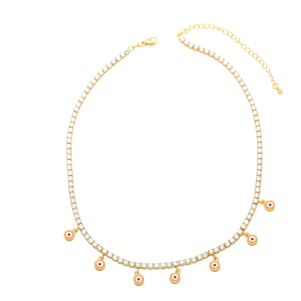 Clearance round devil's eye zircon necklace European and American style niche full diamond sweet cool hot girl style clavicle chain nkb689