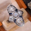 Retro ring female geometric French retro ring female palace style light luxury style ring