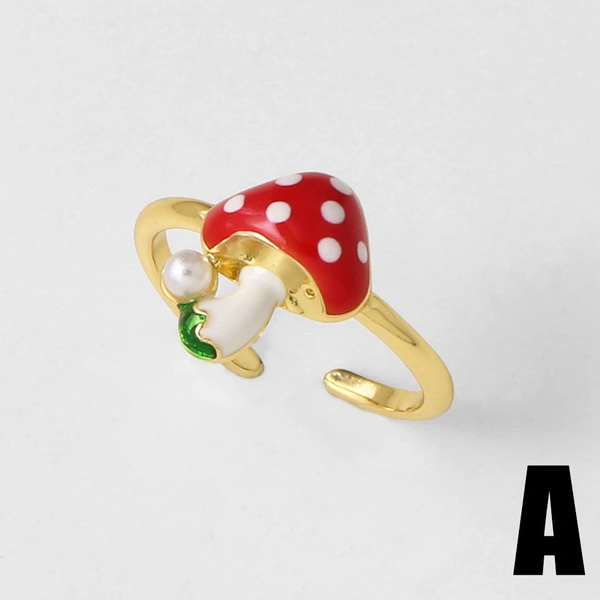 AS jewelry oil drop fruit cherry mushroom ring copper plated 18k gold ring rir43 ring