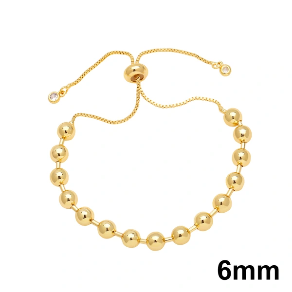 Popular all-match adjustable pull-out round bead bracelet copper 18K gold beaded bracelet bra70