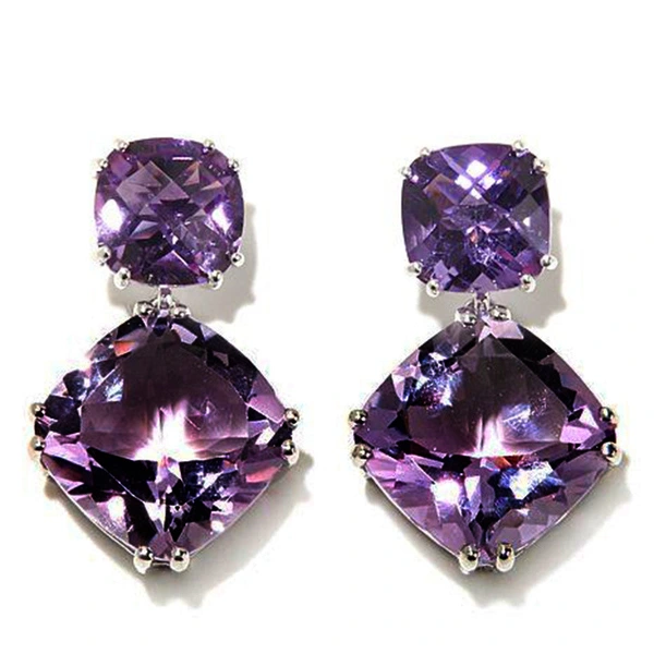 2021 new earrings hot sale temperament mysterious purple square zircon earrings European and American earrings wholesale