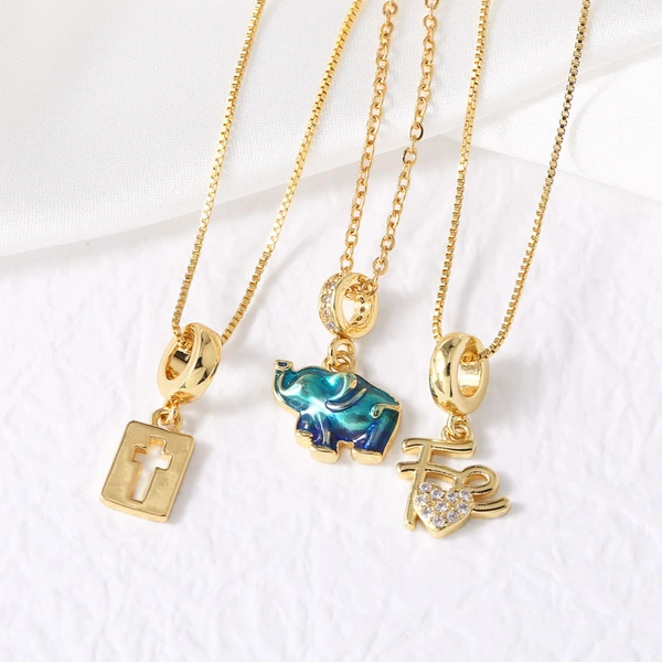 AS jewelry hot selling elephant cross fe necklace female copper plated 18k gold clavicle chain nks97