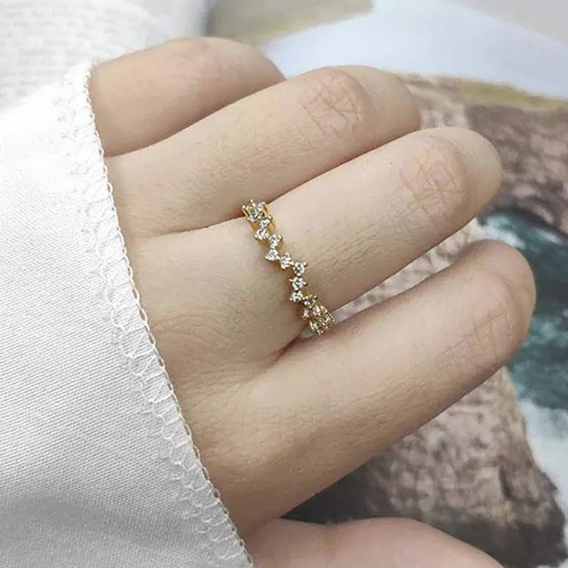 Gypsophila small diamond ring, the galaxy is hot, you are my ideal on earth, stackable small tail ring