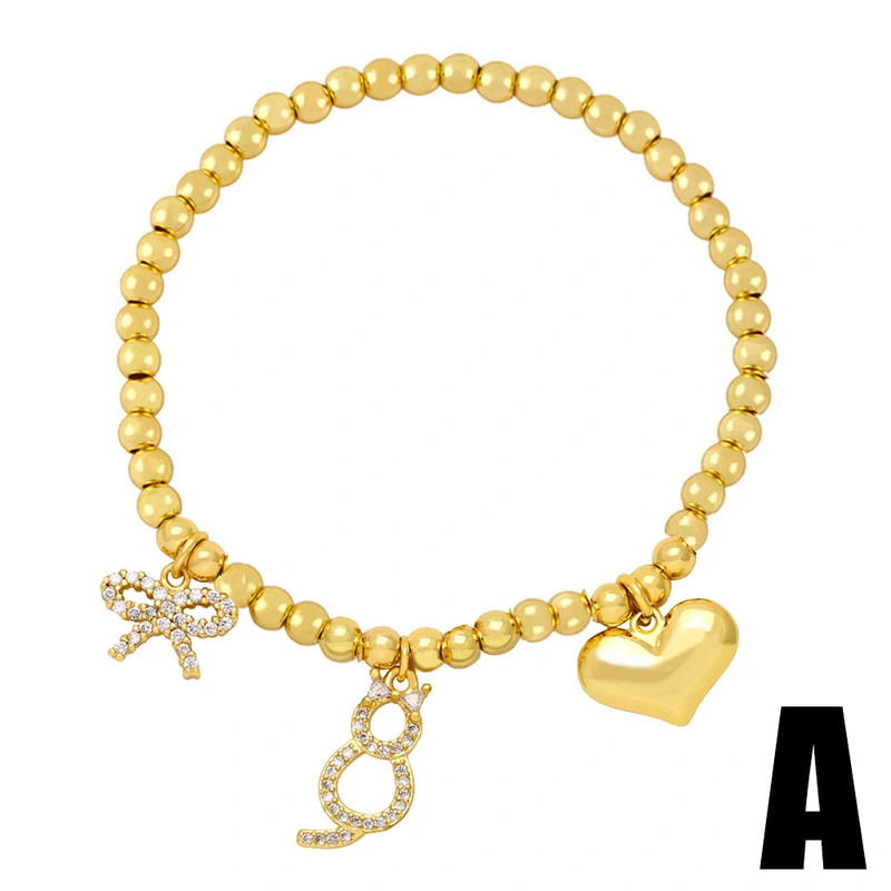 European and American personality pearl bracelet female Internet celebrity fashion temperament bow heart cat bracelet hand jewelry brj40