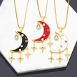 Clearance 2023 Creative Personality Star and Moon Necklace Women European and American Fashion Star and Moon Pendant Clavicle Chain nkb564