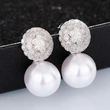 Factory direct sale earrings for women, full diamond imitation pearl princess earrings, round geometric dress accessories
