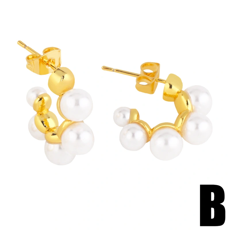 Personalized fashion pearl earrings for women retro luxury niche geometric C-shaped earrings era161