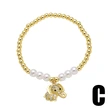 AS jewelry hot selling copper plated real gold animal elephant pendant pearl beaded bracelet hand jewelry female bra59
