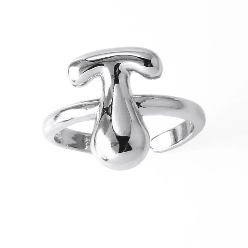 AS jewelry smooth 26 English letters ring female copper plated real gold open ring rih04