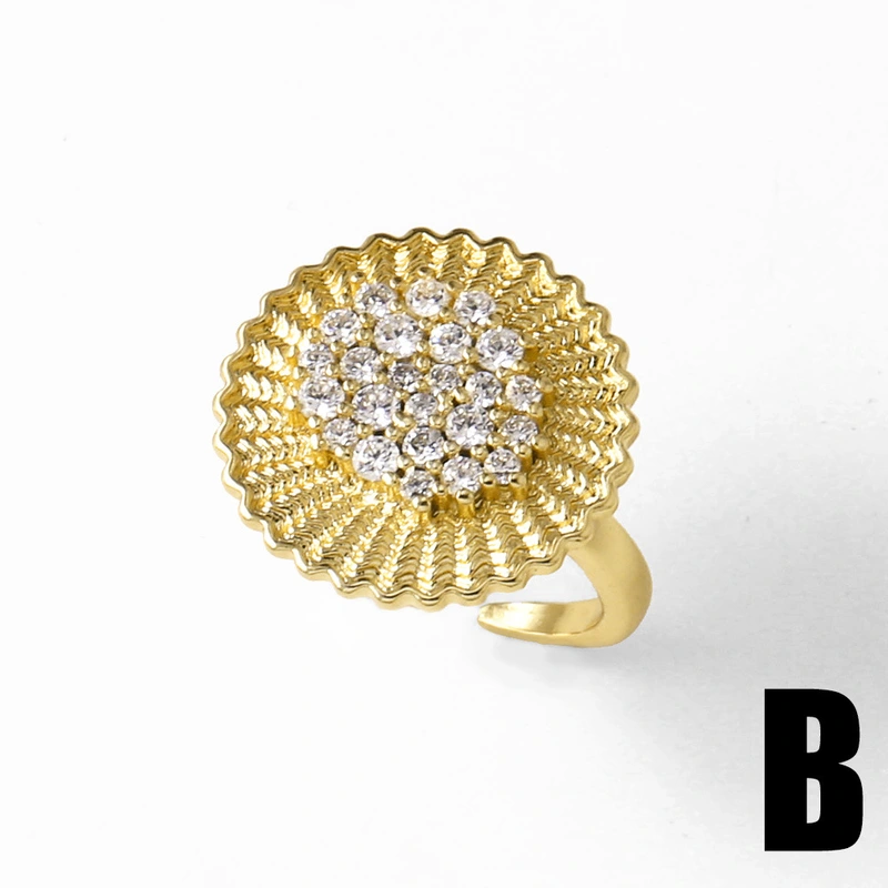 AS jewelry new copper plated 18k gold full zircon cross sunflower ring ring ris66 ring