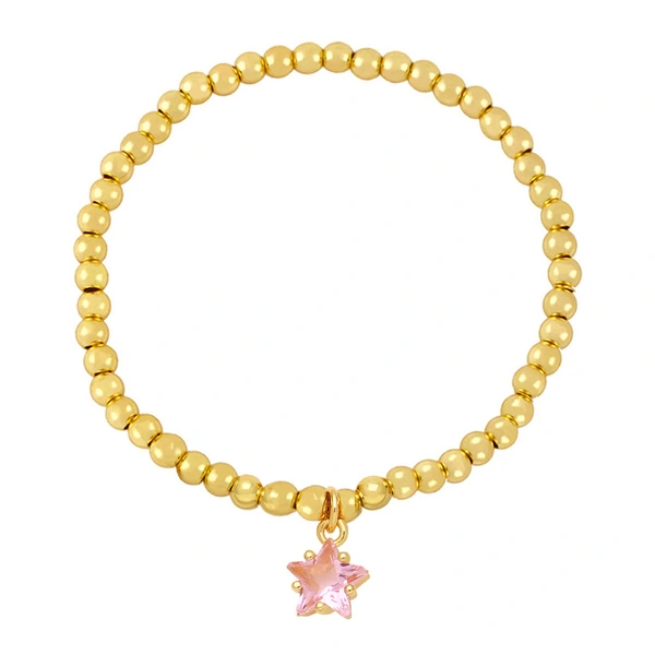 Clearance hot sale simple beaded gold elastic bracelet star five-pointed star zircon pendant bracelet brj79