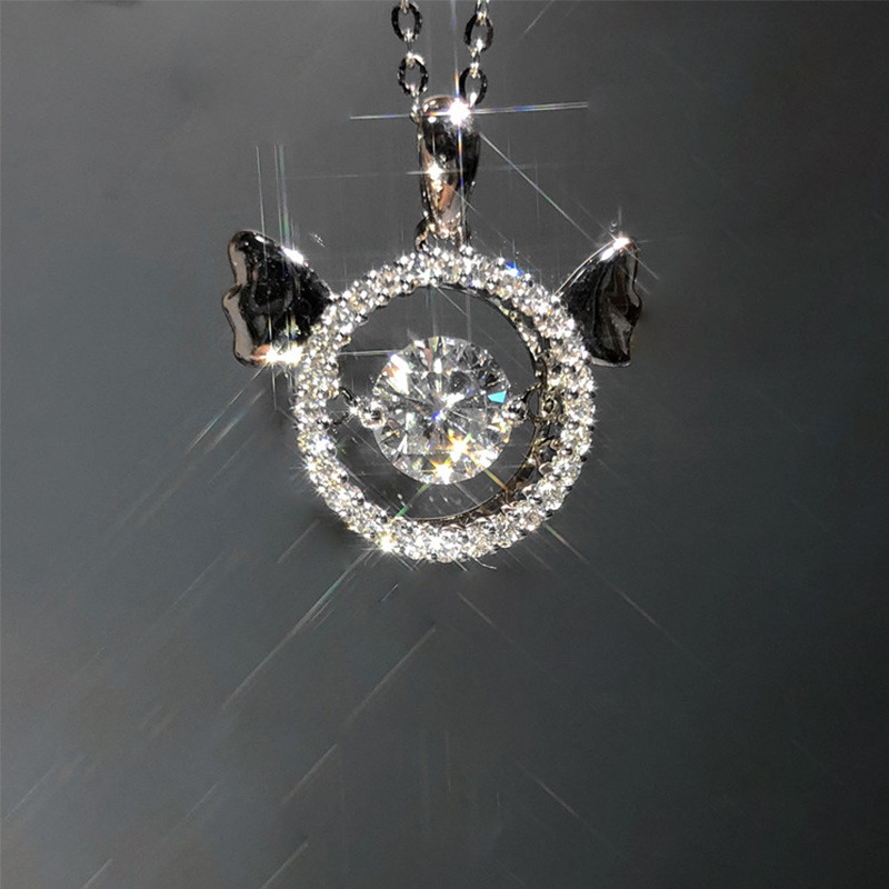 Korean version of the Angel Heartbeat Necklace Internet celebrity style wings beating heart short clavicle necklace