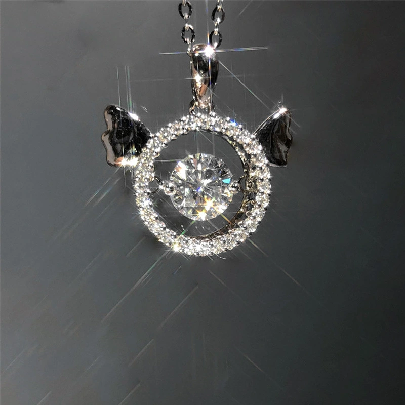 Korean version of the Angel Heartbeat Necklace Internet celebrity style wings beating heart short clavicle necklace