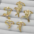 AS jewelry European and American popular bird ring copper plated real gold inlaid zircon ring ring ris63