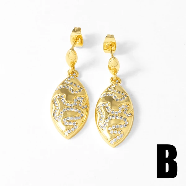 AS jewelry water drop round pendant earrings female gold-plated zircon inlaid turtle earrings era083