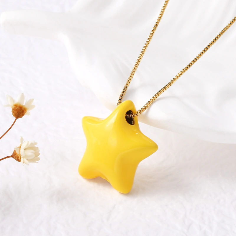 AS jewelry new oil drop five-pointed star pendant necklace clavicle chain nkb709 necklace