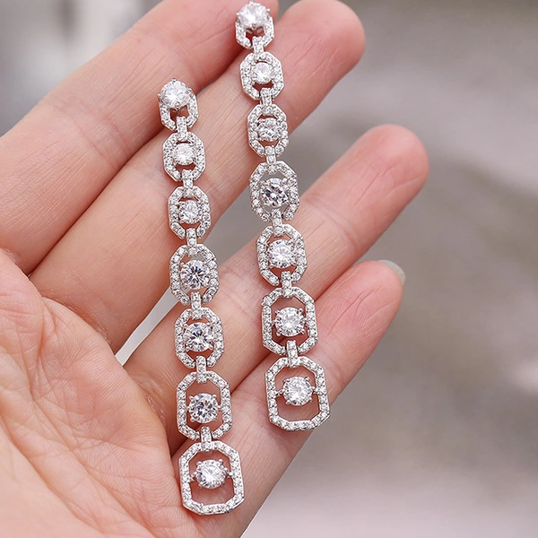 Luxury fashion French style earrings niche slim temperament long women's dress party earrings