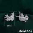 New earrings retro three-dimensional angel wings earrings feathers inlaid diamond zircon piercing earrings