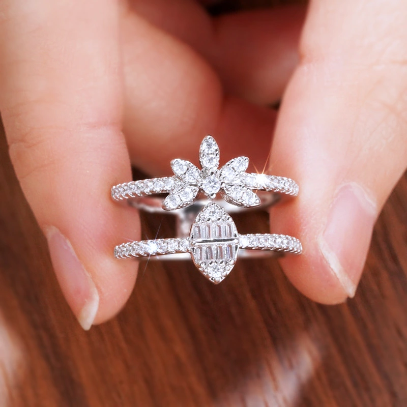  Japanese and Korean gentle sweet exquisite ring female double layer design horse eye jewelry shiny design